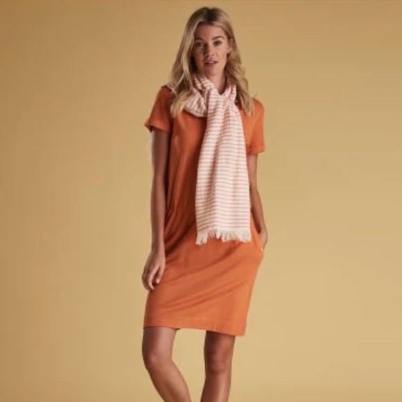 EUC Barbour Baymouth Dress in Marigold Orange US Size 10 - Picture 1 of 7